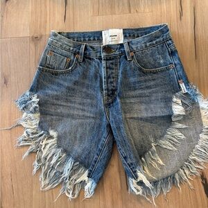 One teaspoon Frankies Distressed Denim Fringe Shorts